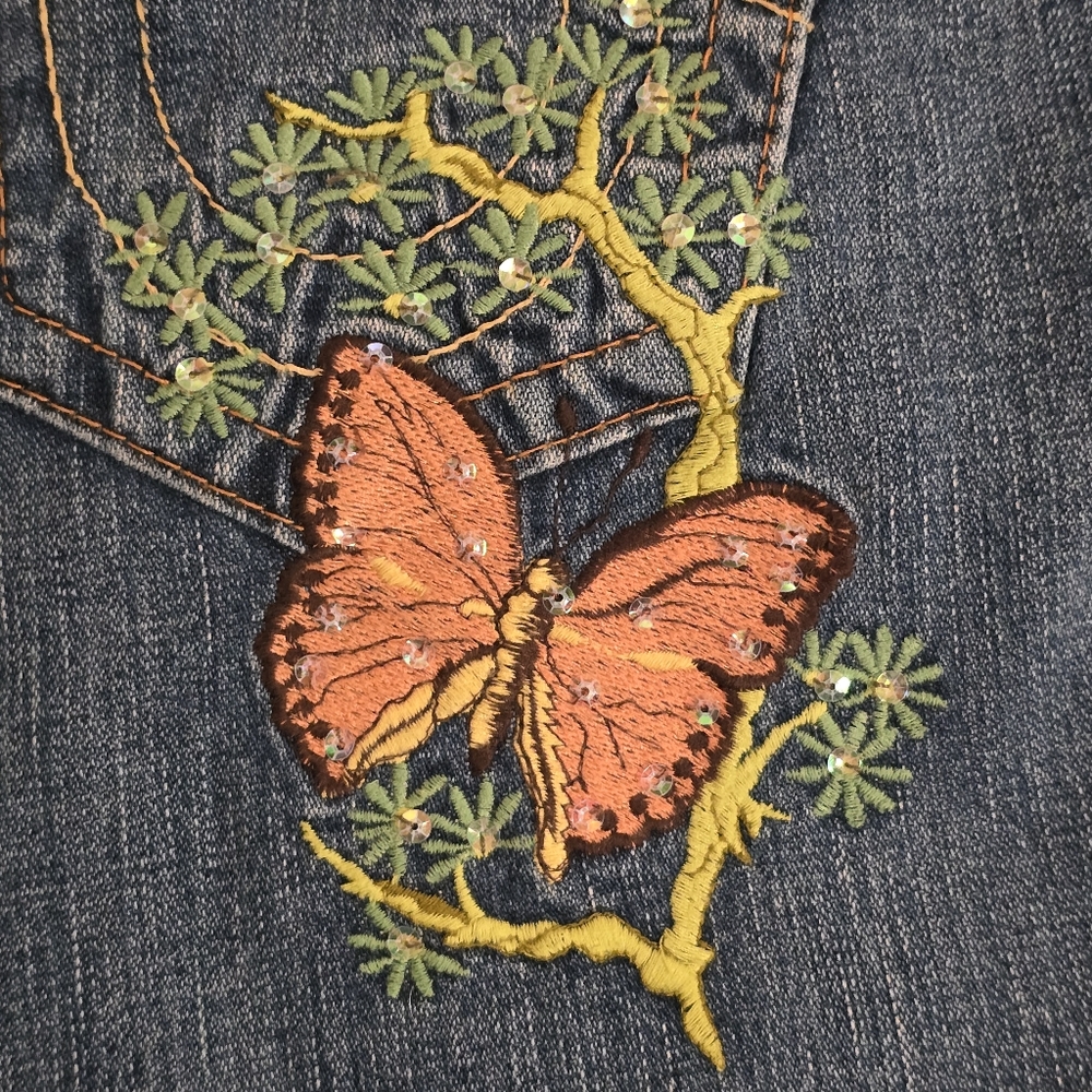 Y2K AUTHENTIC RARE NWOT TRUE RELIGION $320 Embroidered Butterfly Jeans 32